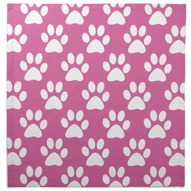Pink and white puppy paws pattern napkin (Front)