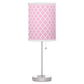Pink and White Quatrefoil Pattern Table Lamp (Left)