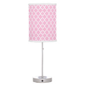 Pink and White Quatrefoil Pattern Table Lamp (Back)