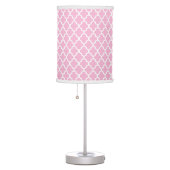Pink and White Quatrefoil Pattern Table Lamp (Right)