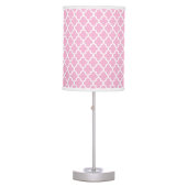 Pink and White Quatrefoil Pattern Table Lamp (Front)