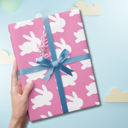 Pink and white rabbit easter gift wrapping paper