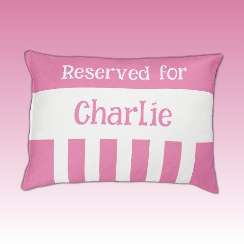 Pink and white reserved for name stripes pet bed