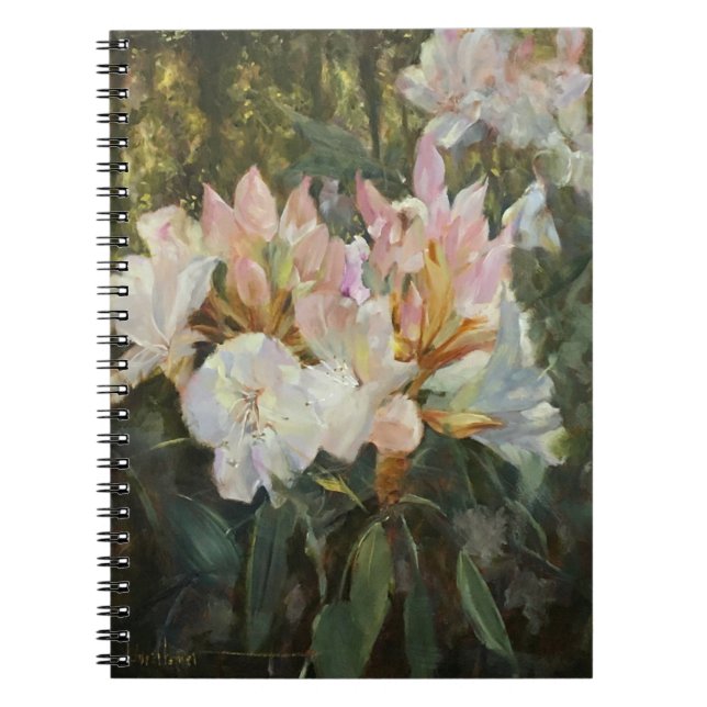 Pink and White Rhododendrons Deep Green Foliage Notebook (Front)