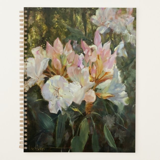 Pink and White Rhododendrons Deep Green Foliage Planner (Front)