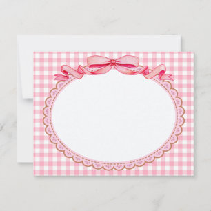 Pink and White Ribbon Stationery Thank You Note Card