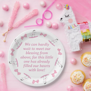 Pink and White Rocking Horse Baby Shower Paper Plates