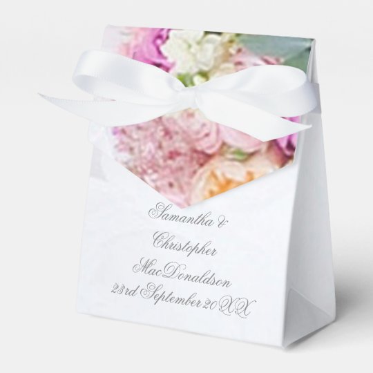 Pink and white rose romantic wedding dress favor box