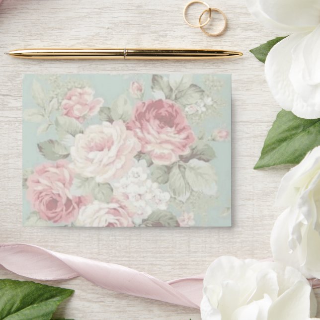 Pink and white roses envelope (Wedding)