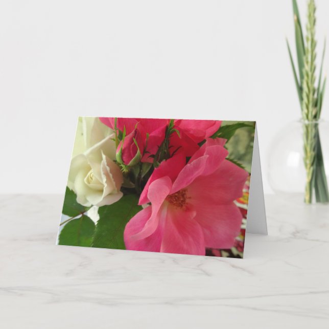 "Pink and White Roses" Happy Mother's Day card (Front)