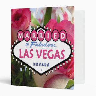 Pink and White Roses Married in Las Vegas Wedding Binder
