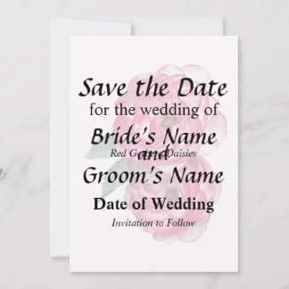 Pink and White Roses Save The Date