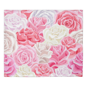 pink and white roses seamless pattern. Flowers tex Duvet Cover