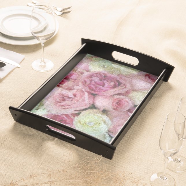 Pink and White Roses serving tray (Front)