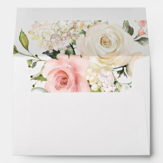 Pink and White Roses White Hydrangeas Greenery Envelope