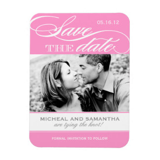 Pink and White Save the Date Magnets