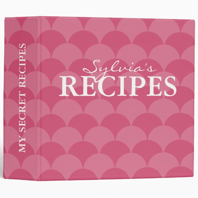 Pink and white scales pattern recipe binder book (Front/Spine)