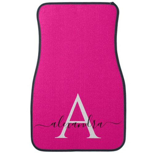 Pink and White Script Monogrammed Name Car Mat