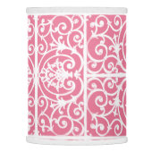 Pink and white scrollwork lamp shade (Left)