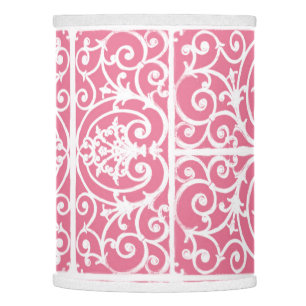 Pink and white scrollwork lamp shade