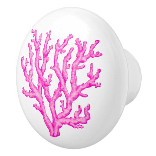 Pink and white sea coral ceramic knob