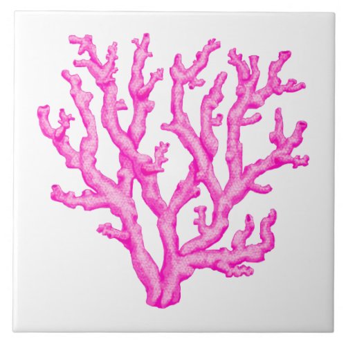 Pink and white sea coral ceramic tile