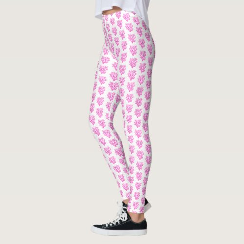 Pink and white sea coral leggings