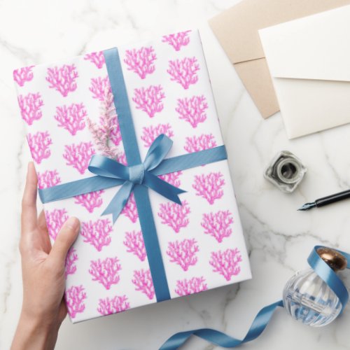 Pink and white sea coral wrapping paper
