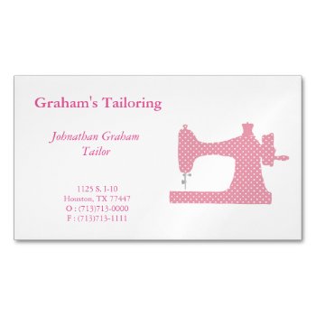 Pink And White Sewing Machine Business Card Magnet by Lilleaf at Zazzle