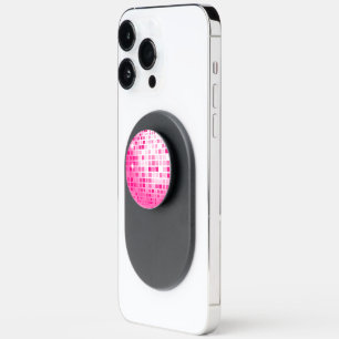 Pink and white shiny disco ball PopSocket