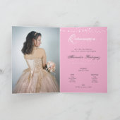 Pink and White Silhouette with Moon Quinceanera Invitation (Inside)