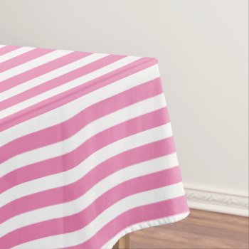 Pink And White Simple Stripes Pattern Tablecloth by NancyTrippPhotoGifts at Zazzle
