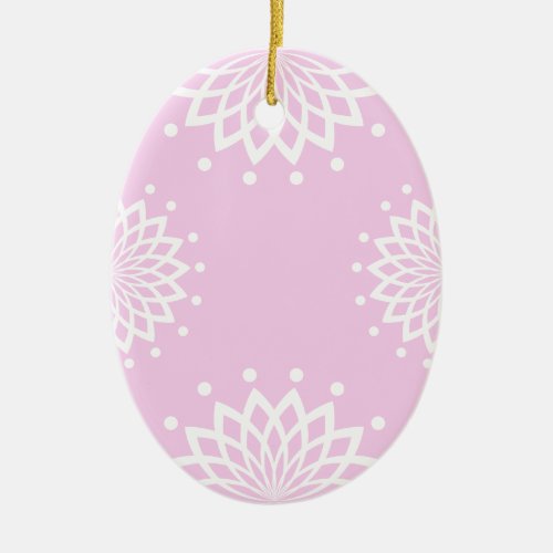 Pink and White Simple Vintage Easter Ceramic Ornament