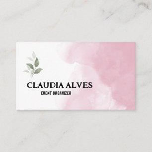Pink and White Simple Watercolor Business Card