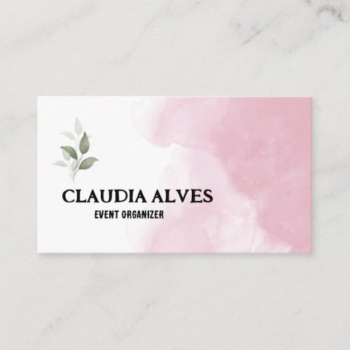 Pink and White Simple Watercolor Business Card