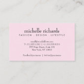 Pink and White Simply Striped Business Card (Back)