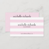 Pink and White Simply Striped Business Card (Front/Back)