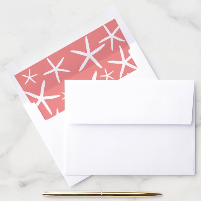 Pink and White Skinny Starfish Envelope Liner (Desk)