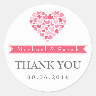 Pink and White Small Hearts Wedding Favor Sticker