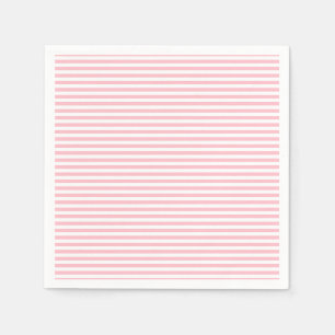 Pink and White Small Size Horizontal Stripes Paper Napkins