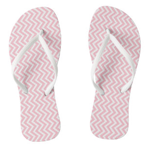 Pink and White Small Size Vertical Chevron Stripes Flip Flops