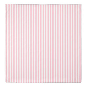 Pink and White Small Size Vertical Stripes Duvet Cover