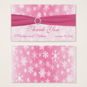 Pink and White Snowflakes Wedding Favor Tag (Front & Back)