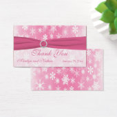 Pink and White Snowflakes Wedding Favor Tag (Desk)