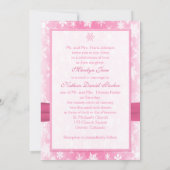 Pink and White Snowflakes Wedding Invitation (Back)