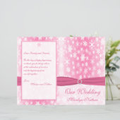 Pink and White Snowflakes Wedding Program (Standing Front)