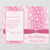 Pink and White Snowflakes Wedding Program (Front/Back)