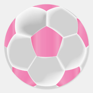 Pink and White Soccer Ball Classic Round Sticker