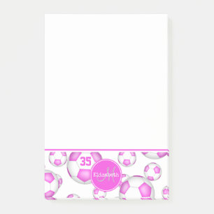 pink and white soccer balls girly sports post-it notes
