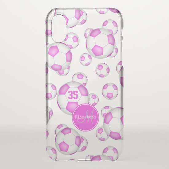 pink and white soccer balls girly sports iPhone x case